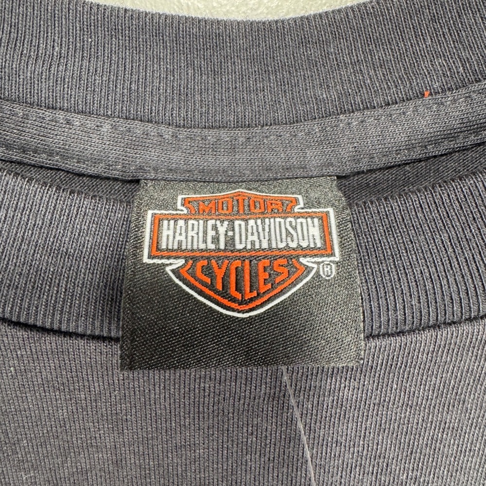 Harley Davidson Long Sleeve Crew Neck T-Shirt Men Medium Black Cotton Pocket - Picture 3 of 10